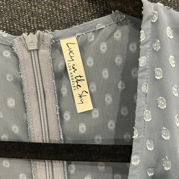 Lucy in the Sky Blue Polka Dot Mini Dress size medium - Picture 4 of 6